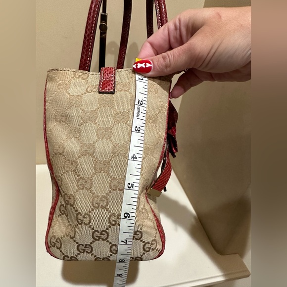 Gucci Canvas Beige/Red Python Trophy Tote - Picture 11 of 12